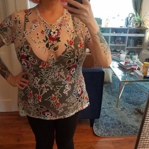Super cute sheer floral tshirt